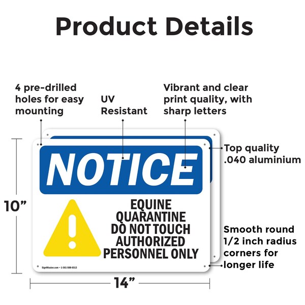 Equine Quarantine Do, 14 In W X Rectangle, Aluminum